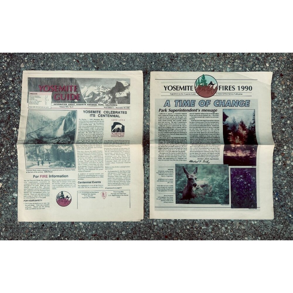 1990 Yosemite Guide Yosemite Fires Supplement Centennial Park Lot